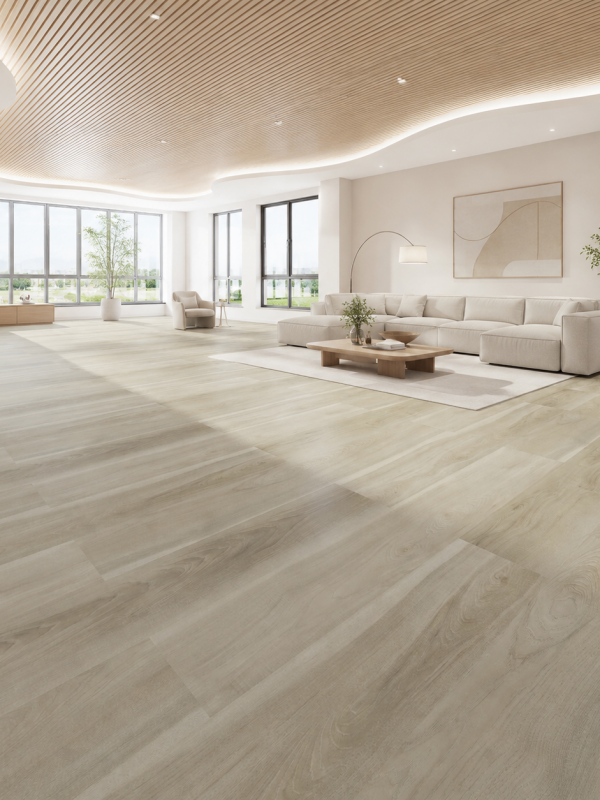 sol SPC beige Oslo posé dans un salon lumineux